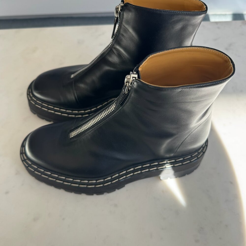 Proenza Schouler Black Chunky Leather Boot with Lug Sole and Zipper, Size 38 - Picture 8 of 15